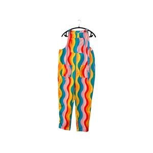 Colorful Wavy Stripe Overalls - Rainbow Print Women’s Jumpsuit